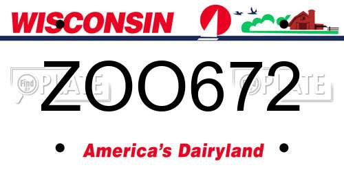 ZOO672 Wisconsin License Plate