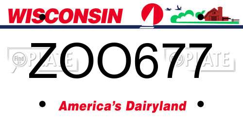 ZOO677 Wisconsin License Plate