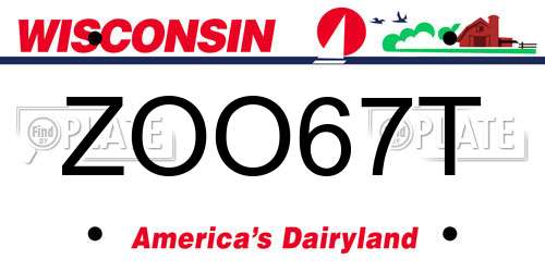 ZOO67T Wisconsin License Plate