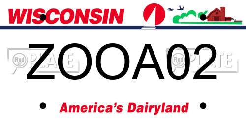 ZOOA02 Wisconsin License Plate