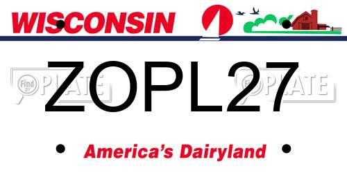 ZOPL27 Wisconsin License Plate