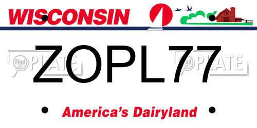 ZOPL77 Wisconsin License Plate