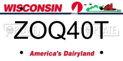 ZOQ40T Wisconsin License Plate
