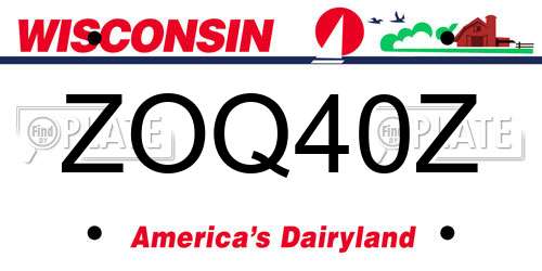 ZOQ40Z Wisconsin License Plate