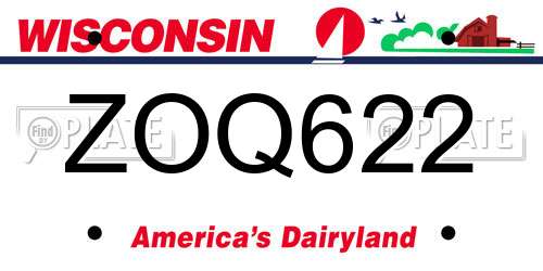 ZOQ622 Wisconsin License Plate