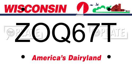 ZOQ67T Wisconsin License Plate