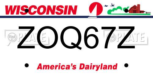 ZOQ67Z Wisconsin License Plate