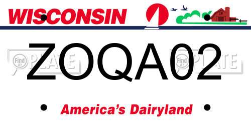 ZOQA02 Wisconsin License Plate
