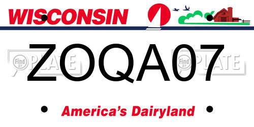 ZOQA07 Wisconsin License Plate