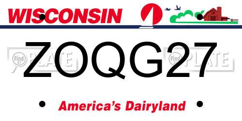 ZOQG27 Wisconsin License Plate