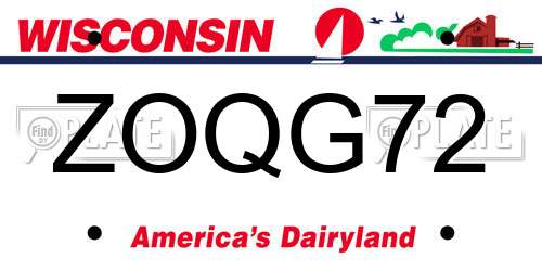 ZOQG72 Wisconsin License Plate