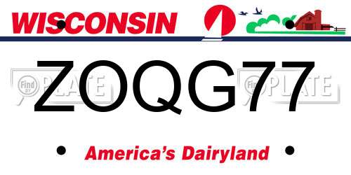 ZOQG77 Wisconsin License Plate