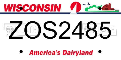 ZOS2485 Wisconsin License Plate