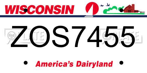 ZOS7455 Wisconsin License Plate