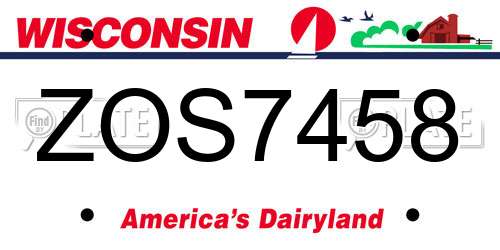 ZOS7458 Wisconsin License Plate