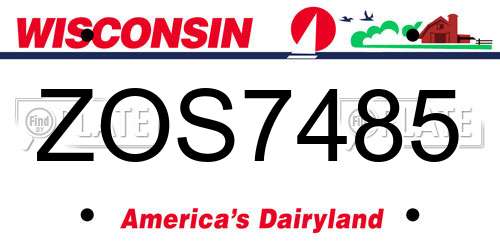 ZOS7485 Wisconsin License Plate