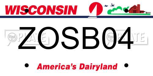ZOSB04 Wisconsin License Plate