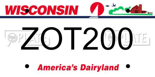ZOT200 Wisconsin License Plate