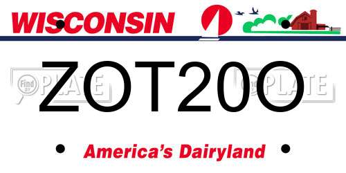 ZOT20O Wisconsin License Plate