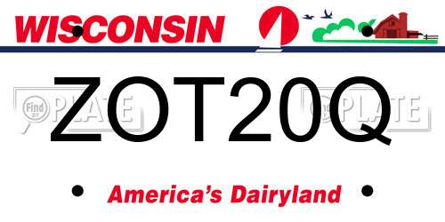 ZOT20Q Wisconsin License Plate
