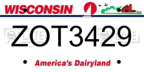 ZOT3429 Wisconsin License Plate