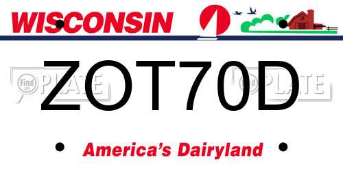 ZOT70D Wisconsin License Plate