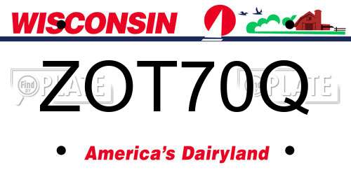 ZOT70Q Wisconsin License Plate
