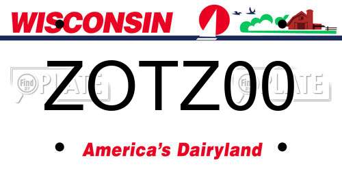 ZOTZ00 Wisconsin License Plate