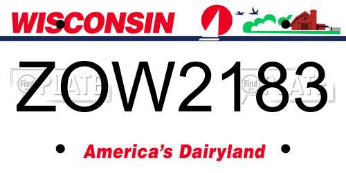ZOW2183 Wisconsin License Plate