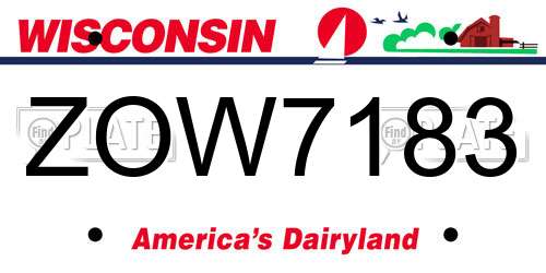 ZOW7183 Wisconsin License Plate