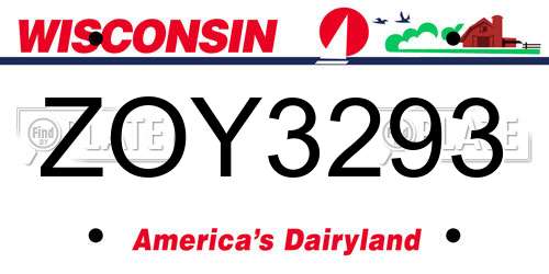 ZOY3293 Wisconsin License Plate