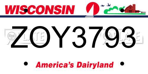 ZOY3793 Wisconsin License Plate