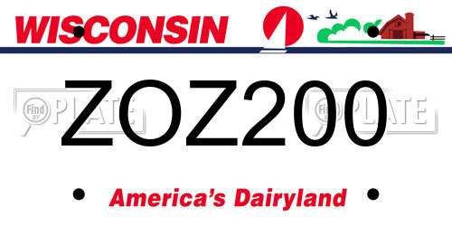 ZOZ200 Wisconsin License Plate