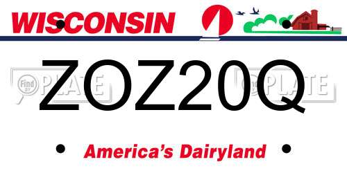 ZOZ20Q Wisconsin License Plate