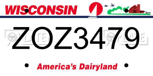 ZOZ3479 Wisconsin License Plate