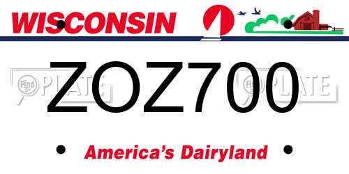 ZOZ700 Wisconsin License Plate