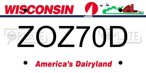 ZOZ70D Wisconsin License Plate