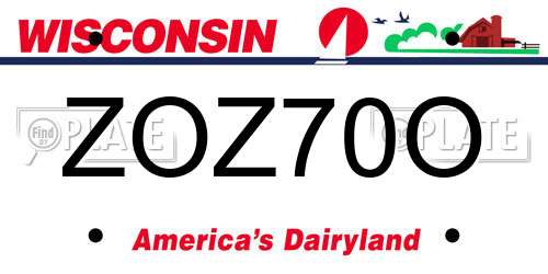 ZOZ70O Wisconsin License Plate