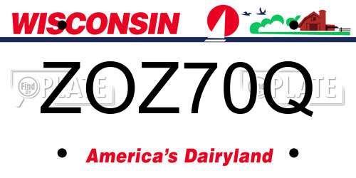 ZOZ70Q Wisconsin License Plate