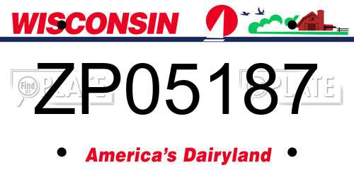 ZP05187 Wisconsin License Plate