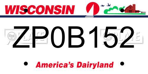ZP0B152 Wisconsin License Plate