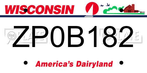 ZP0B182 Wisconsin License Plate