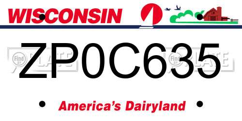 ZP0C635 Wisconsin License Plate