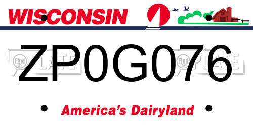 ZP0G076 Wisconsin License Plate