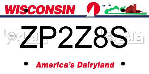 ZP2Z8S Wisconsin License Plate