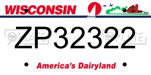 ZP32322 Wisconsin License Plate