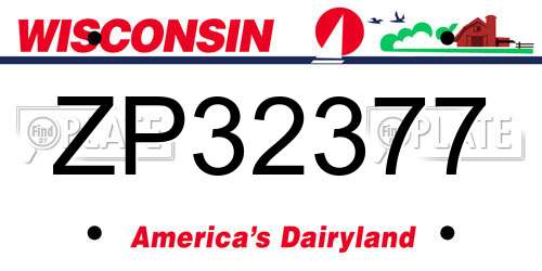 ZP32377 Wisconsin License Plate