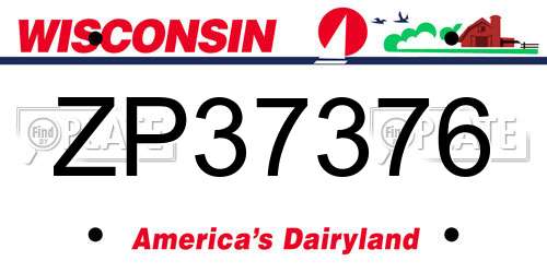 ZP37376 Wisconsin License Plate