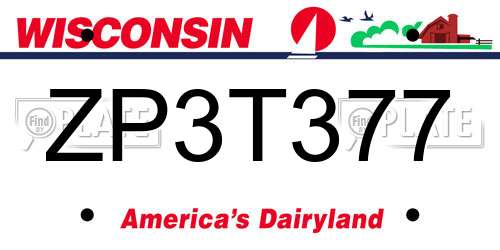 ZP3T377 Wisconsin License Plate