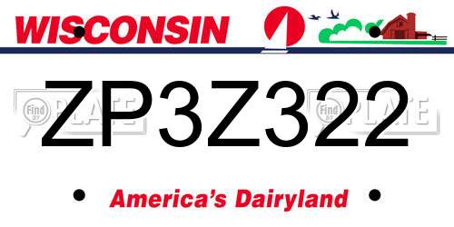 ZP3Z322 Wisconsin License Plate
